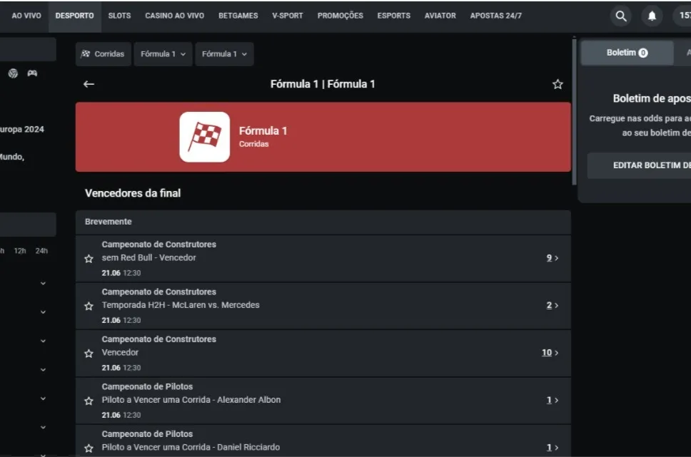 Apostas em Formula 1