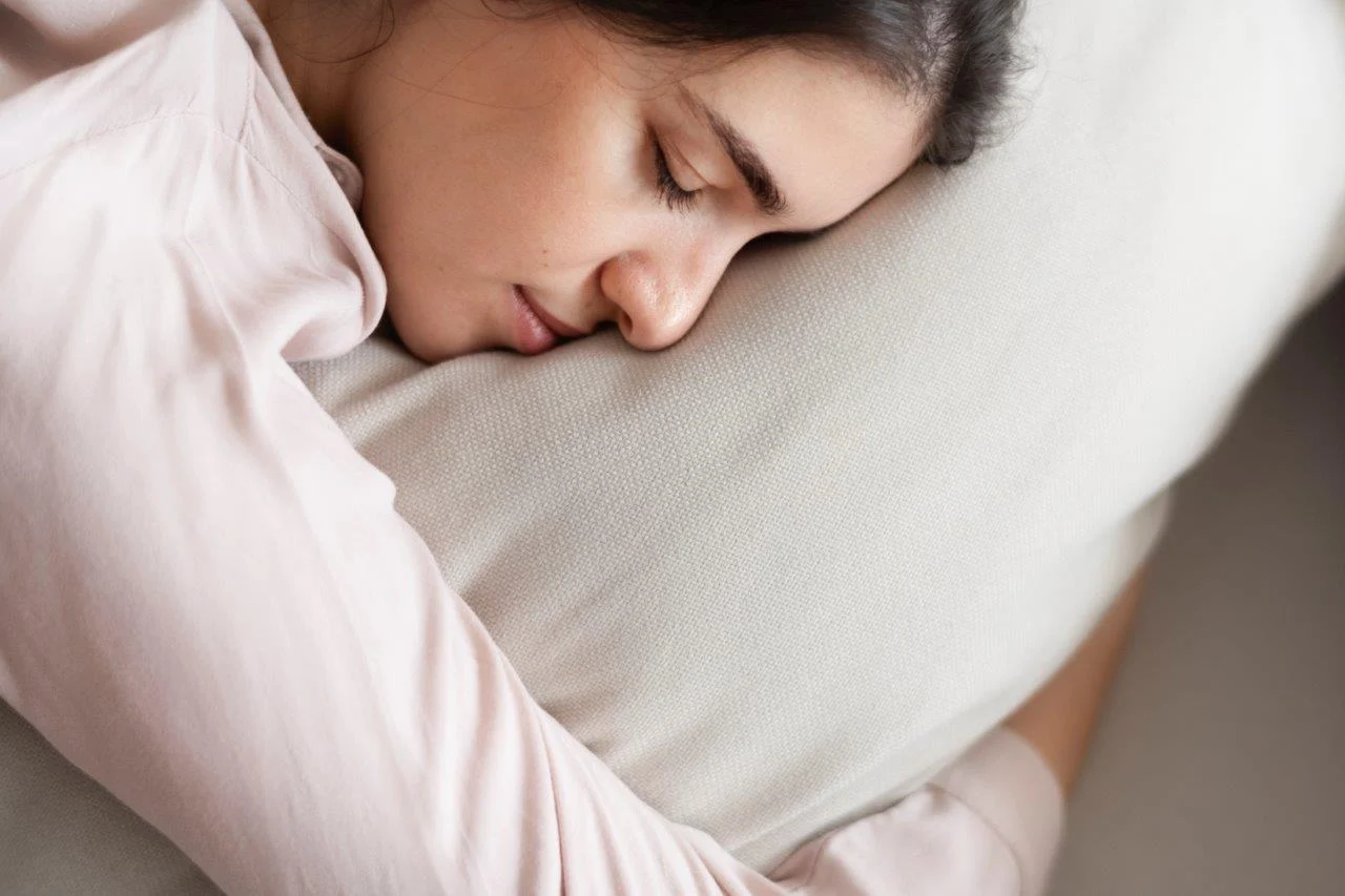 Woman Sleeping Comfortably Her Pillow